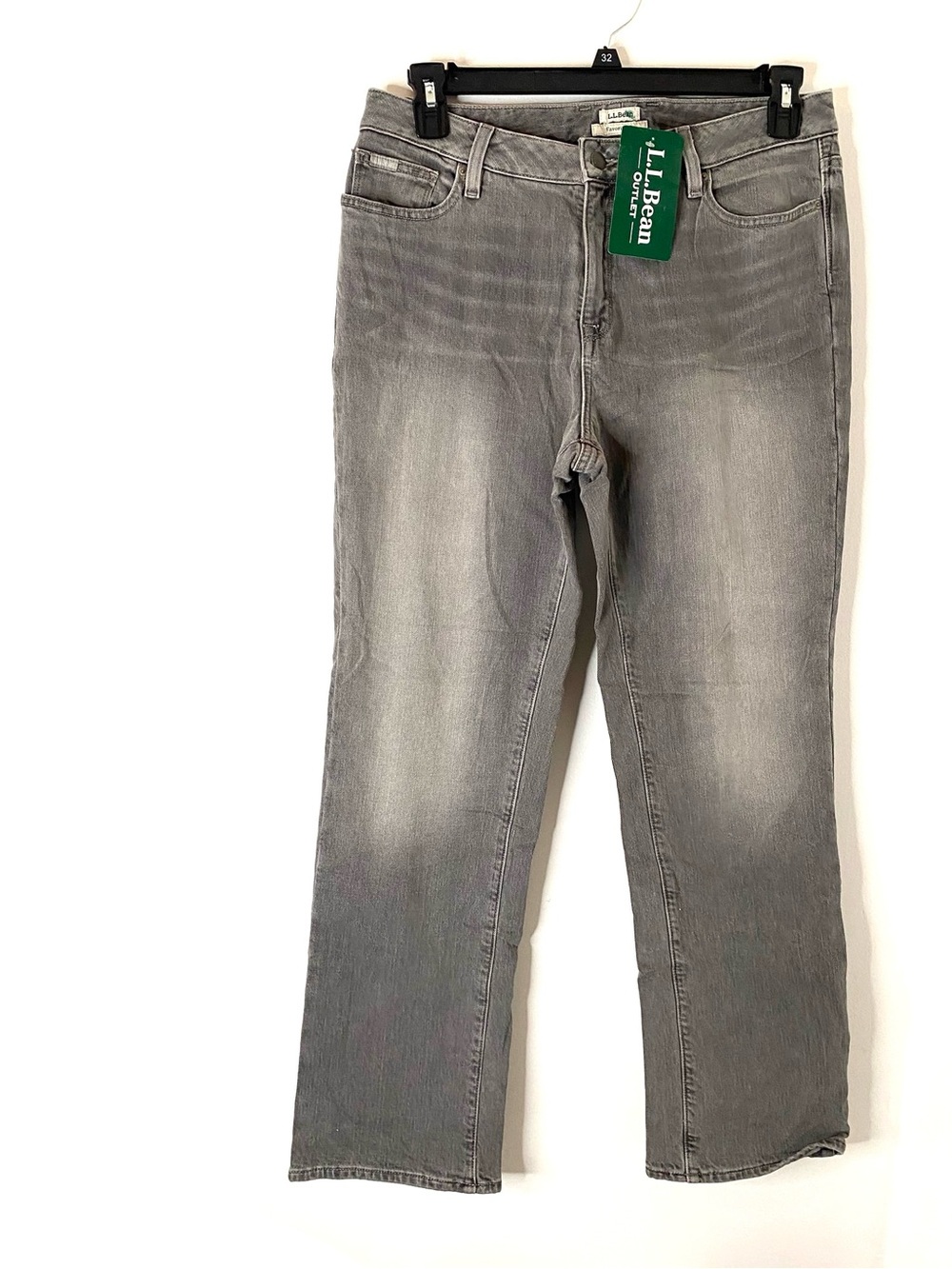 L.L. Bean NWT Washed Gray Flannel Lined Straight Leg Jeans
